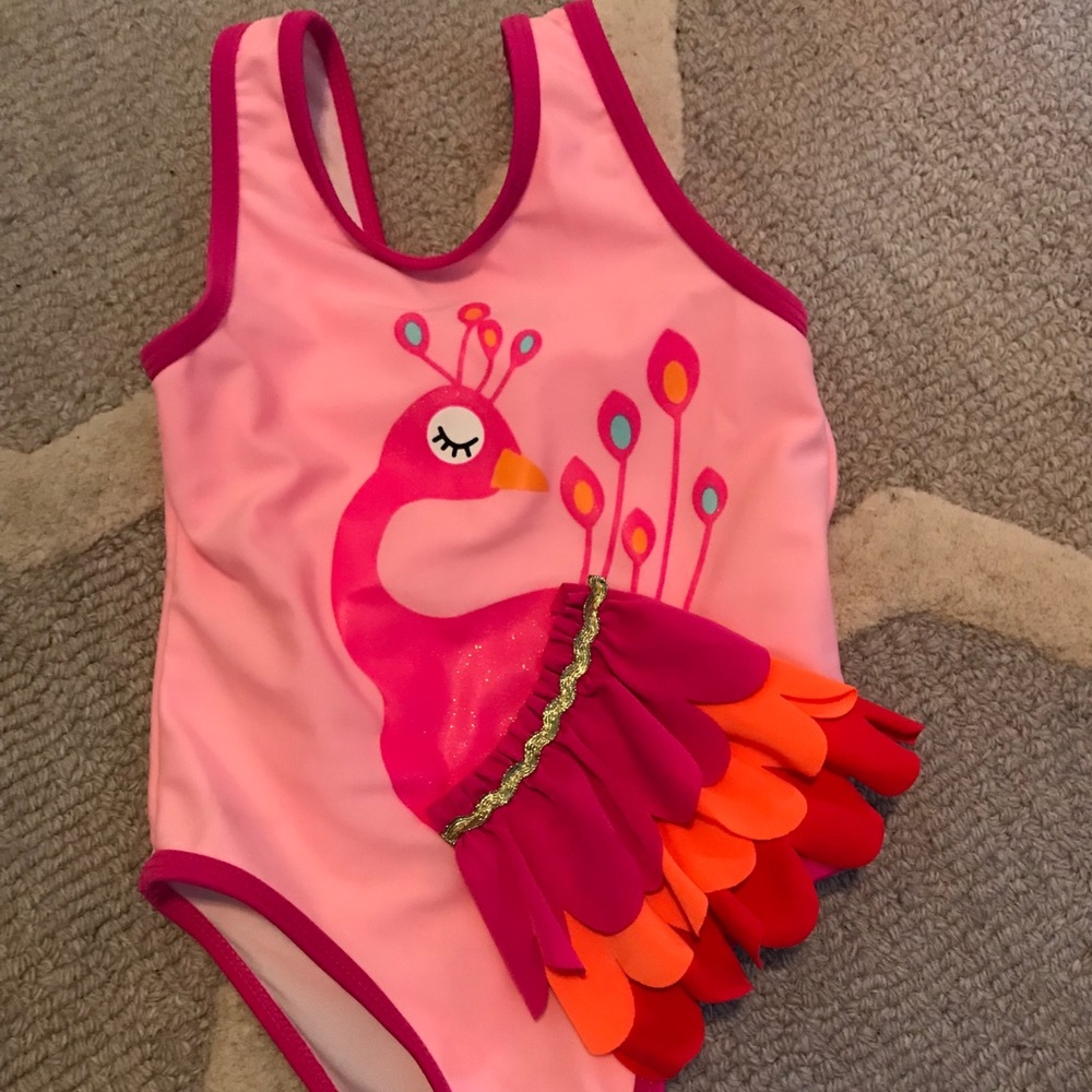 Pink Flamingo swimsuit for toddler